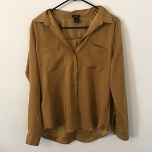 Mustard Color Blouse with Button-up Sleeves